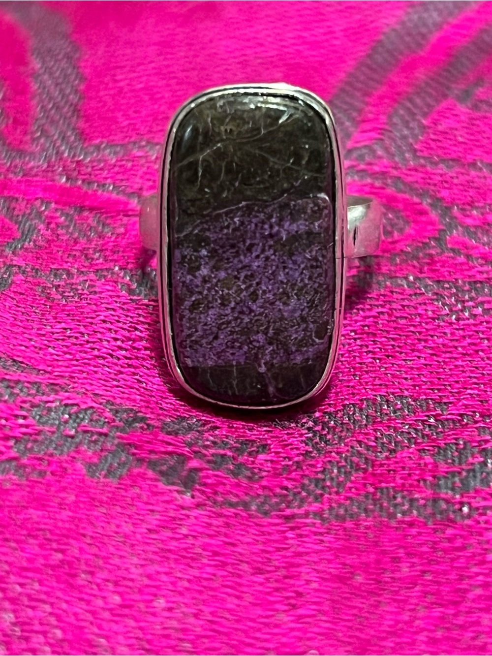 Silver Plated Charoite Ring Size 7.5